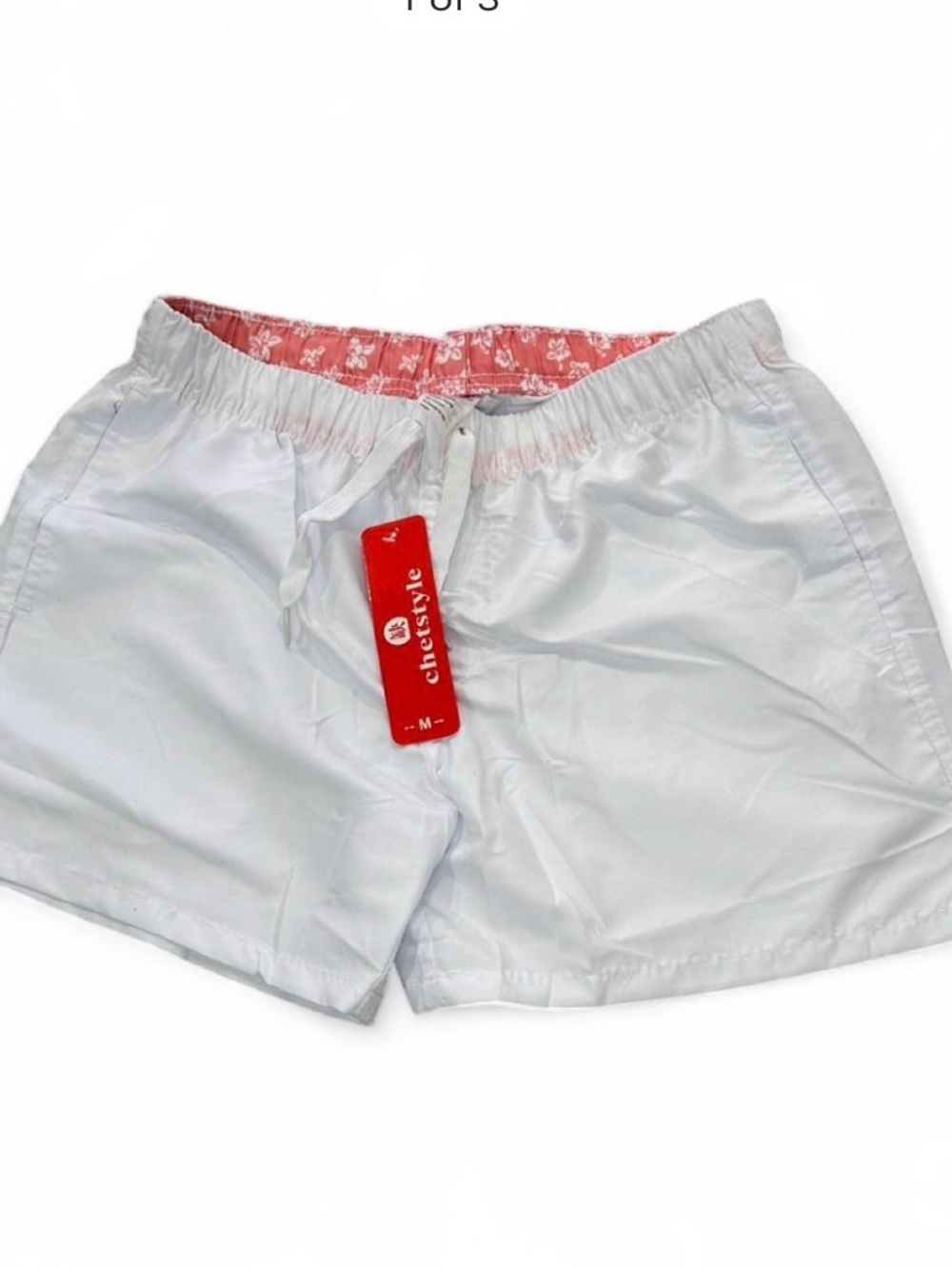 Chic Style White Shorts with Pink Lined Waist